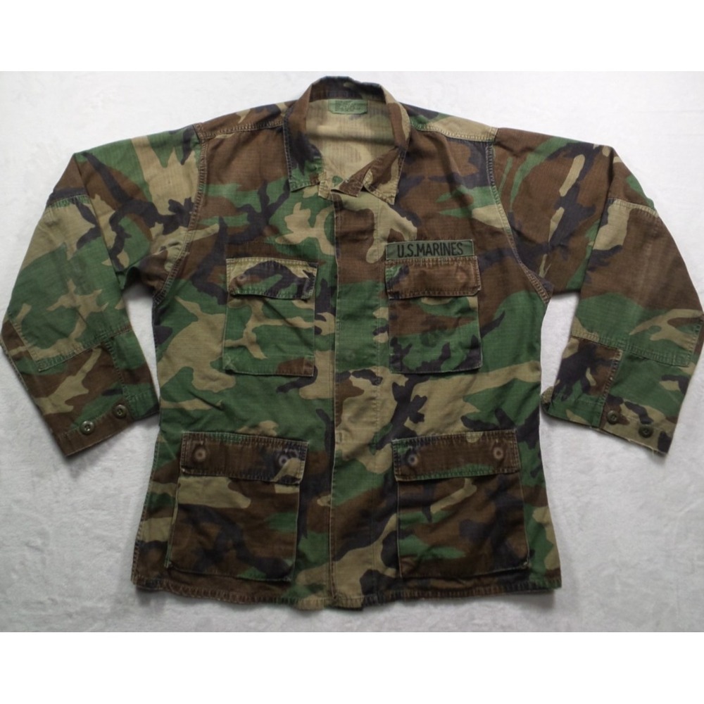 Military Coat Mens Size Medium‎ Regular Green Woodland Camo BDU Combat Marines
